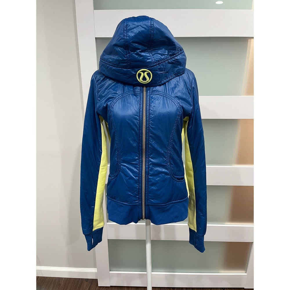 Lululemon Athletica Womens Uba‎ Hoodie Jacket Beaming Blue Clarity Yellow Size 6